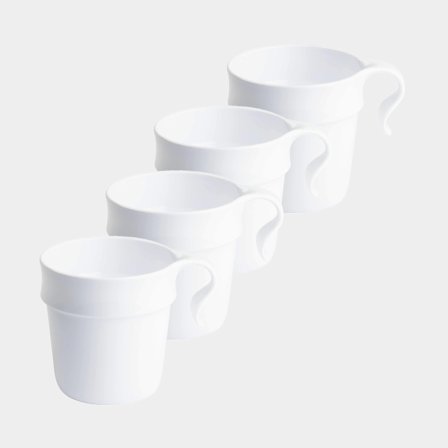 Tazza da caffè/tè in plastica Nordiska Plast, bianca, 30 cl / 300 ml, confezione da 4