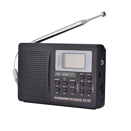 Bärbar digital full band radiomottagare Am/fm/sw/mw radio med extern