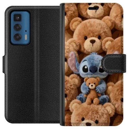 Kompatibelt Lommeboketui til Motorola Edge 20 Pro Stitch omgitt av brune teddybjørner med en liten teddybjørn i fanget i en søt og koselig kawaii-desi
