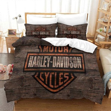 3D Digital Harley Davidson Tryck Tredelat Sängklädesset Mikrofiber Påslakan Och Örngott Påslakanset Sängkläder Set 3 Delar (135*200 cm)