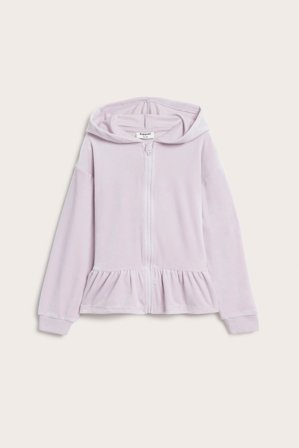 Kappahl | Welurowa bluza z kapturem i baskinką | Jasnofioletowy