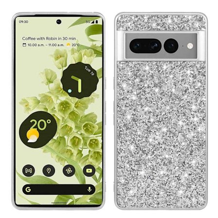 Glitter Google Pixel 7 Pro skal - Silver/Grå