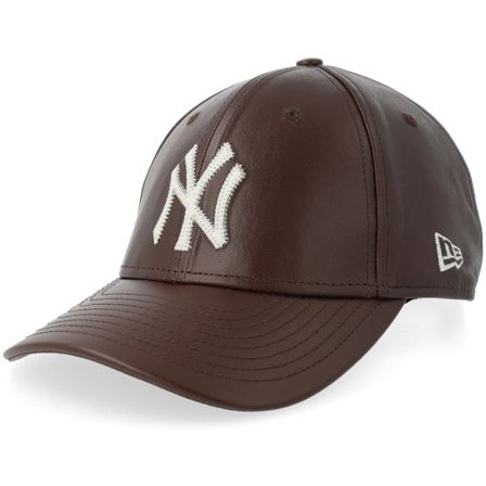 New Era - MLB Brun adjustable Keps - New York Yankees Img Leather 9FORTY M-Crown Brown Adjustable @ Hatstore