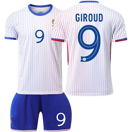 2024 EM Frankrike landslag bortaställ nr 10 Mbappe fotbollströja 7 Griezmann 9 Giroud 11 Bailey tröja nr 9 utan strumpor No. 9 without socks 18 yards
