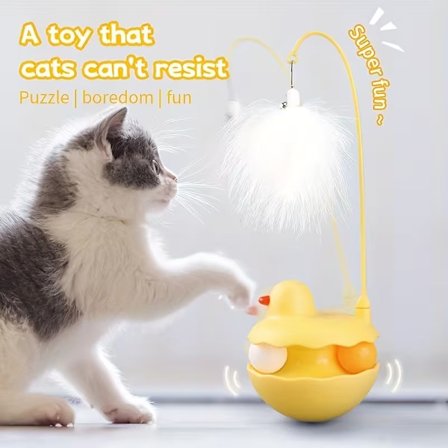 Rullende andeleke spesielt designet for katter; den kan lekes med uavhengig og er avtakbar og vaskbar.