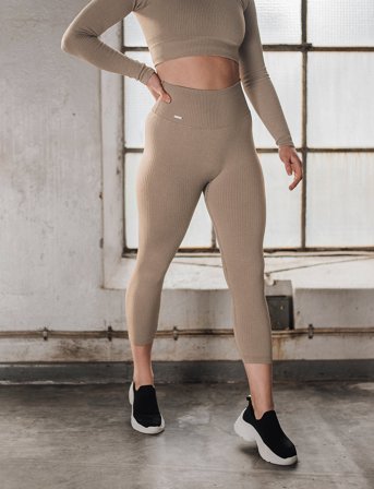 aim ́n Espresso Ribbed Seamless Tights - Beige - L