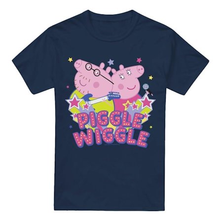 Greta Gris Herr Piggle Wiggle Mamma Gris Pappa Gris T-Shirt M Marinblå