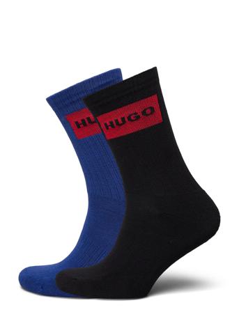 2P Qs Rib Labelcol C Lingerie Socks Regular Socks Sininen HUGO