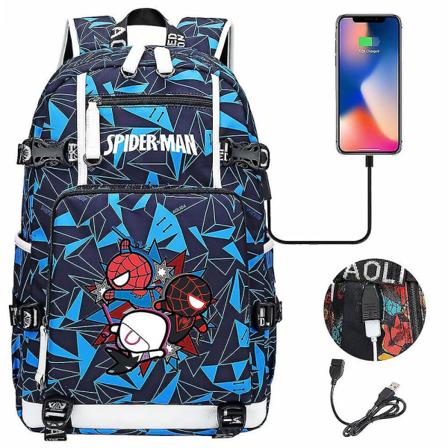 Spiderman USB-ryggsekk for tenåringer, kvinner, menn - stilig bærbar PC og reiseskoleveske for jenter, gutter, barn - ideell skolebokveske