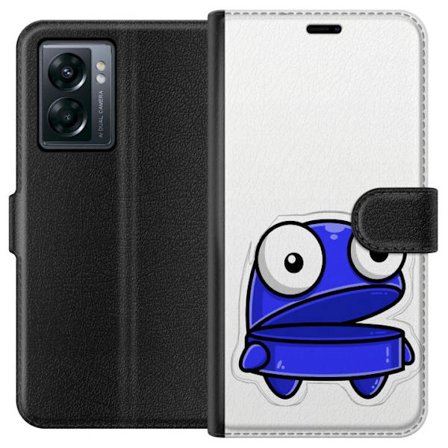 Kompatibel Tegnebogsetui til OnePlus OnePlus Nord N300 Blå tegneseriefigur med åbent udtryk og store øjne i sjov illustration