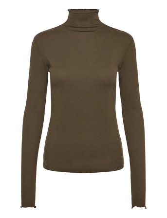 Filippa K Rib Mock Neck Top - Khaki green - S