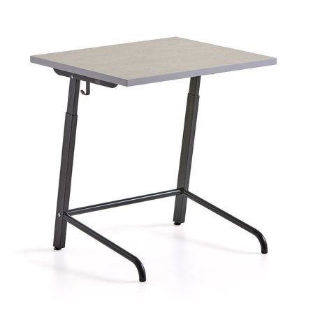 School desk AXIOM, sound absorbing linoleum, anthracite grey/grey
