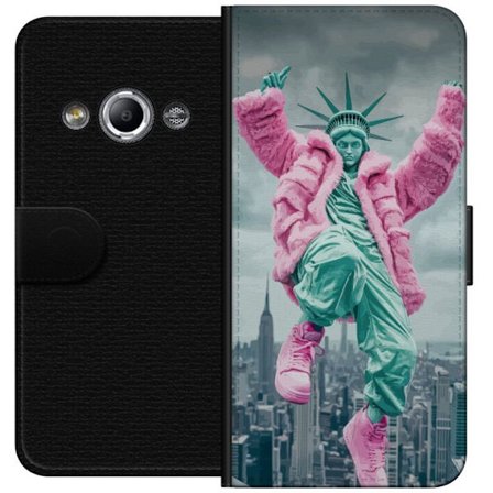 Yhteensopiva Lompakkokotelo Samsung Galaxy Xcover 3 Frihetsgudinnan-kadunmuoti vaaleanpunaisella turkiksella NYC moderni kaupunkimuoti Vapaudenpatsas