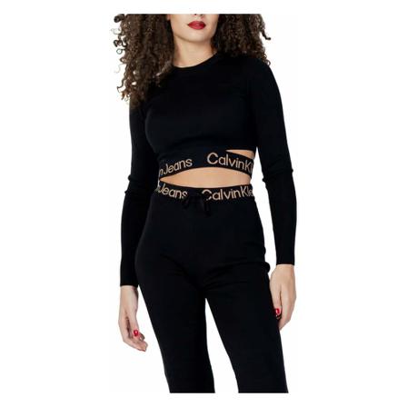 Calvin Klein Jeans, Long Sleeve Top Zwart, Dames, Maat:M,lyocell