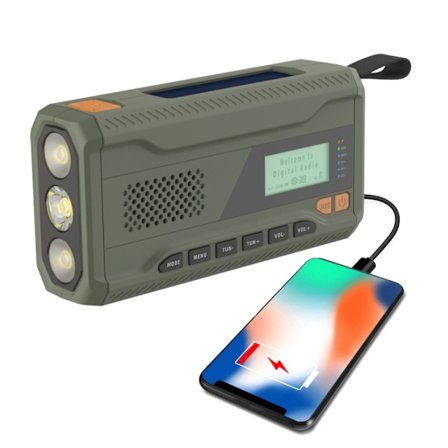 DAB/FM Bluetooth Radio Nödradio Inbyggt 4500Mah Batteri Portabel Solcellsdriven Vevradio Mottagare