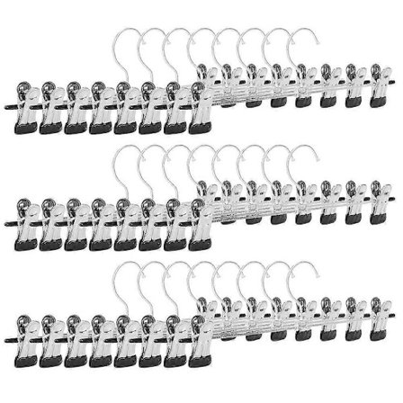24 st Kjolar med Klämmor, Byxhängare Metallhängare Utrymmesbesparande för Byxor Kjolar Kläder JP