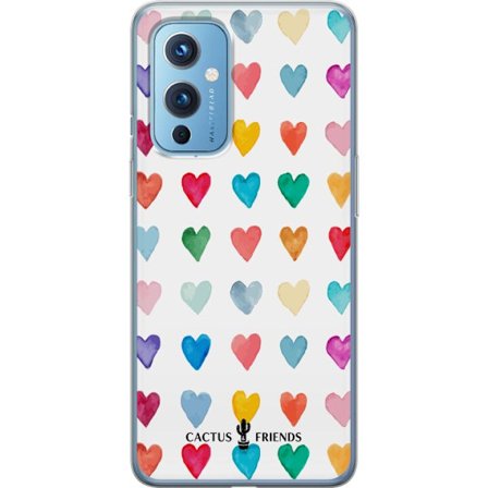 Kompatibelt Mobildeksel til OnePlus OnePlus 9 Cactus and Friends - Watercolor Love Grid