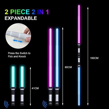 2-pack LED Ljussabel Set, Ljus och Ljud 2-i-1 Luminous Light