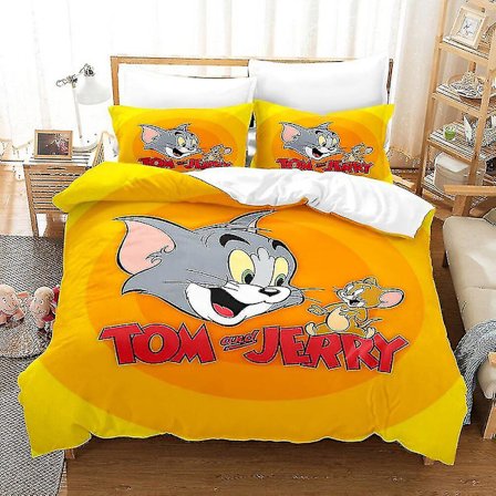 Tom And Jerry Orange Barn Vuxen Sängkläder Cover Cover Enkel Doubleking Style 9