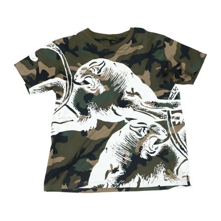 Valentino Vintage, Pre-owned Camouflage with Panther Print T-shirt Cotton Groen, Heren, Maat:S