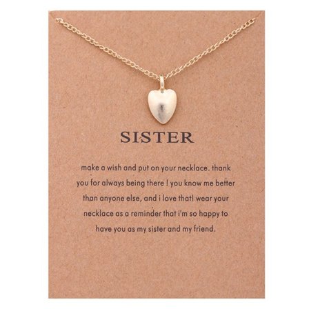 Gåvohalsband Guld Syster/Syster Kedja Hänge Hjärta Guld
