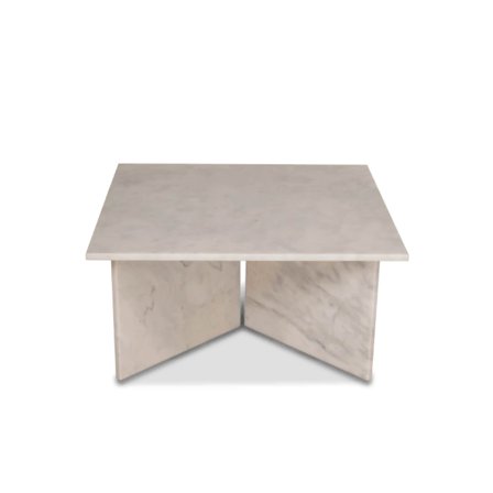 Vega Couchtisch, weißer Marmor | 90x90x42cm, quadratischer Wohnzimmertisch aus echtem türkischem Naturstein, modern marmoriert & elegant