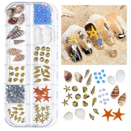 Ocean Collection Nail Art Accessoarer Naturliga Skalbitar