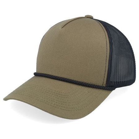 Equip - Svart trucker Keps - Blank Rope Olive/Black A-frame Trucker @ Hatstore