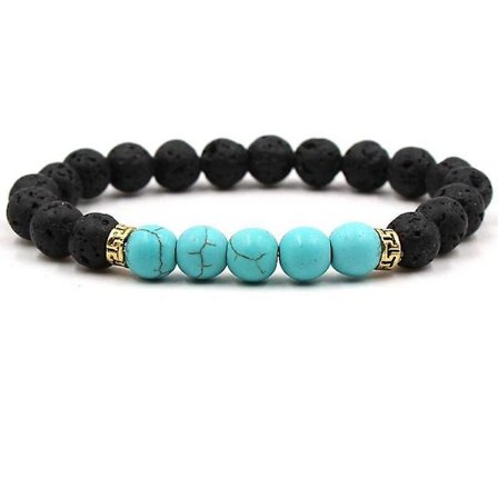 Chakra Armband Herr Svart Lava Healing Balance Beads Naturstensarmband