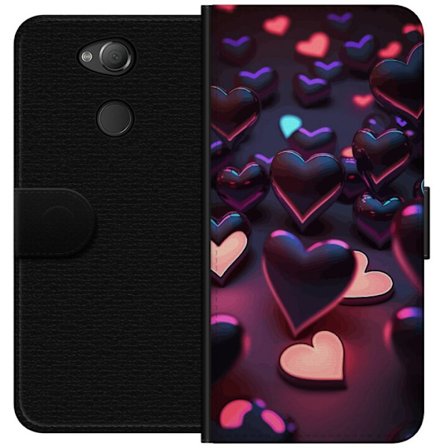 Kompatibelt Lommeboketui til Sony Sony Xperia XA2 Midnattshjerter