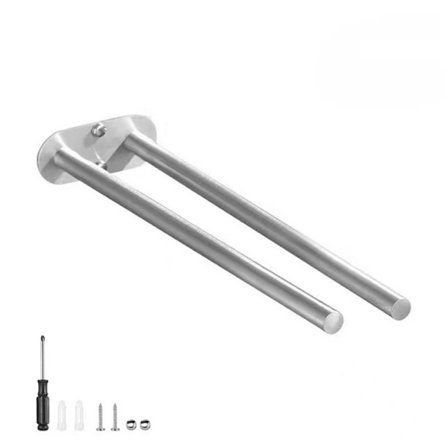 Dubbel handdukshängare – Väggmonterad handdukstork i borstat rostfritt stål, 40 cm_yux