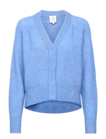 Brook Knit Boxy Cardigan Strikkegenser Cardigan Blå Second Female