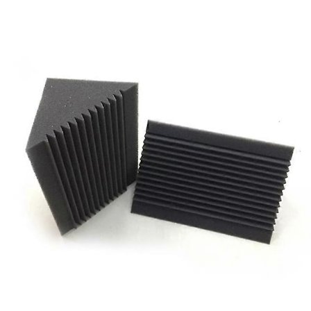 6 STK Akustisk Skum Kull/Svart Bassfelle Lydabsorpsjon Studio Lydisolering Hjørnevegg 12 x 12 x 24 cm