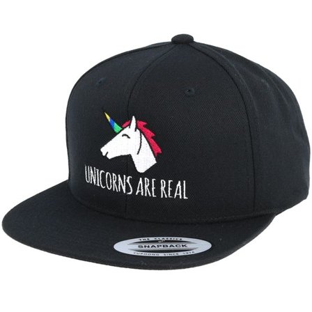 Unicorns - Svart snapback Keps - Unicorns Are Real Black Snapback @ Hatstore