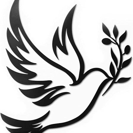 Fredsdue med olivengren Metalvægkunst – Olivenskabe Fred