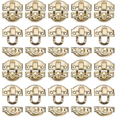 20-pak smykkeskrinlåse, trælåse, 29 mm x 26 mm, guld