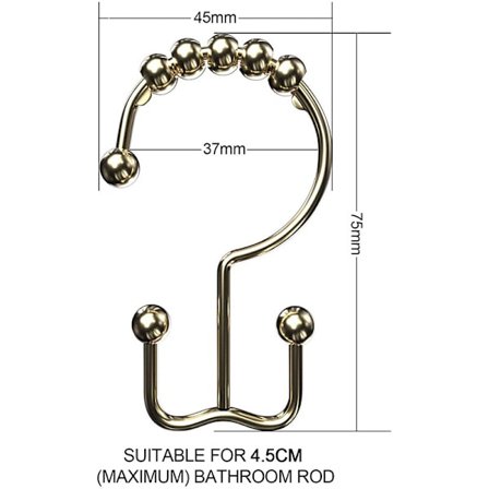 12-pack duschdraperiringar, 12 st metallduschdraperikrokar