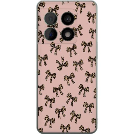 Kompatibel Mobilcover til OnePlus OnePlus 10 Pro Leopard buet sløjfe mønster lyserød baggrund leopardprint buer søde fashion girlie retro design m