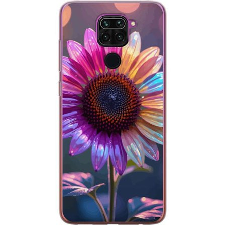 Yhteensopiva Puhelinkuori Xiaomi Redmi Note 9 Iridescerende kukka, jossa kimaltelevat terälehdet vaaleanpunaisessa, violetissa ja kultaisessa sävyss