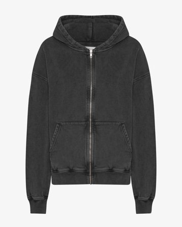 Organic Oversized Zip Hood - Faded Black - Female - S