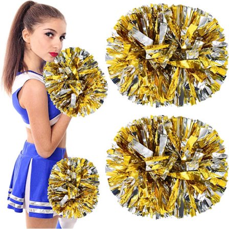Cheerleader Pompoms, 2 stk. metalliske Cheerleader Pompoms, Cheer