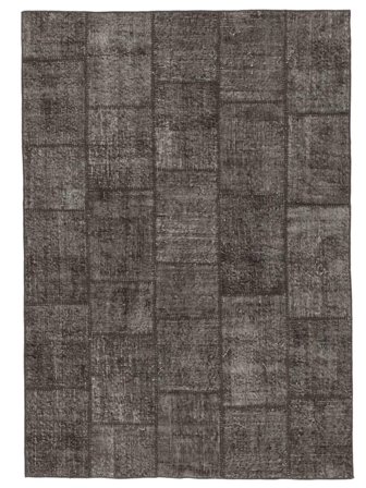 Patchwork Rug 140X200 Black/Brown Wool, Turkey