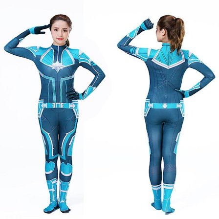 Captain Marvel Cosplay Bodysuit Kostume Voksen og Barn Superhelt Captain Marvel Rollespil