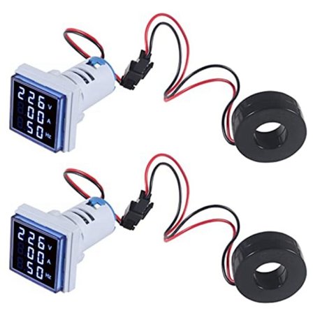 2 stk. Hertz strømspændingsmålere, digitalt voltmeter 3In1 22Mm amperemeter Hz-måler AC 60-500V strømfrekvensindikator