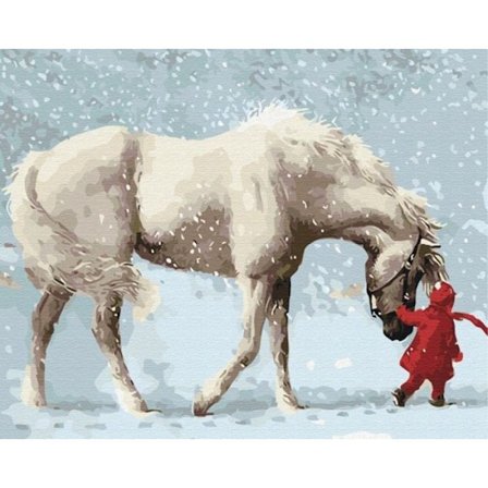 Målning med siffror - SYMAG - BS52149 - Vinterhäst - Flerfärgad - 40 x 50 cm