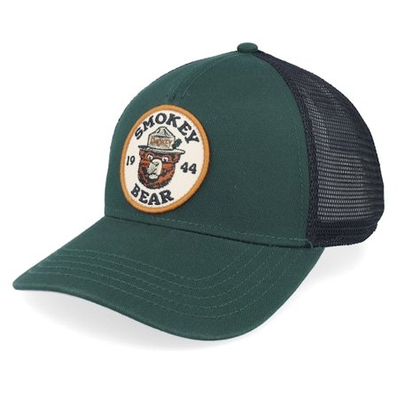 American Needle - Groen trucker Cap - Smokey Bear Valin Black/Dark A-Frame Green Trucker @ Hatstore