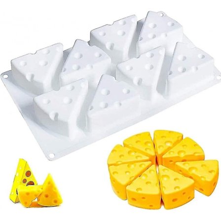 3D Tegneserie Ost Form - Silikon Kakeform, 8-hulls Non Stick