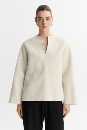 Soft Goat - Woven top - Women cashmere sweater - S - Bone