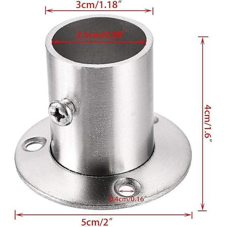 4-pack rostfria stångfästen, flänsstångshållare, väggmonterat rörfäste med skruvar för garderob, duschdraperi (passar 25 mm / 1 tum) (svart)