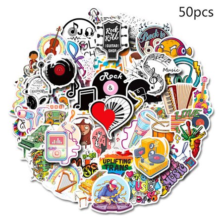 50 stk selvklebende musikkdekaler Rock Roll Punk Vintage-klistremerker for voksne Barn Hydroflasks Laptop Skateboard Bagasjevindu
